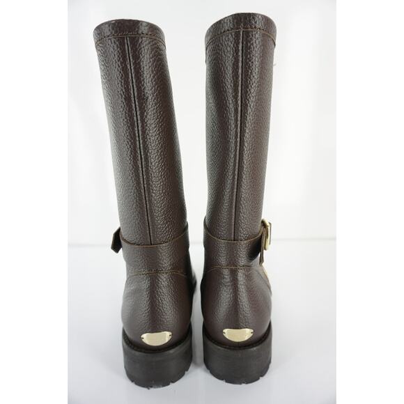 Jimmy Choo Durum Brown Leather Gold Side Zip Biker Boot SZ 40 10 NIB Moto $1095 - Picture 6 of 12